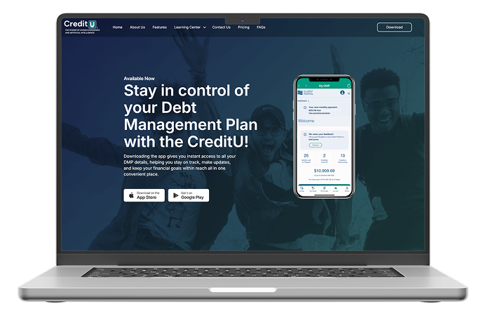 CreditU Website shown on Laptop