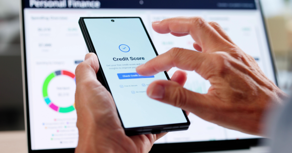 a mobile phone screed with the text credit score on it